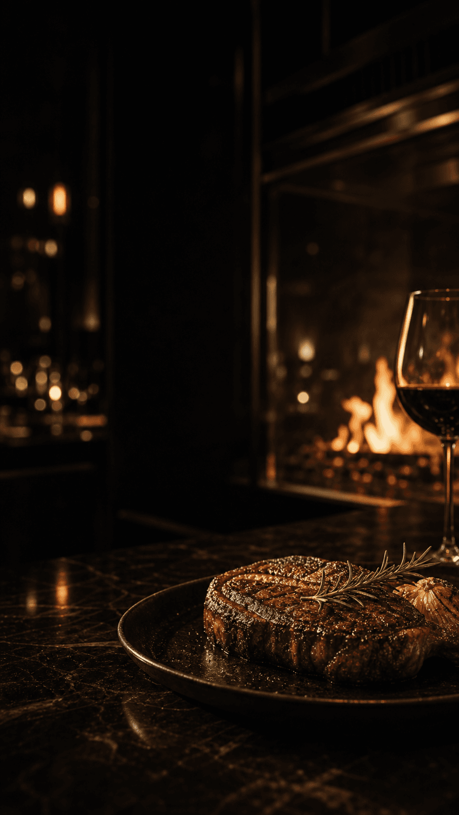 EMBER steakhouse fire-led dining room